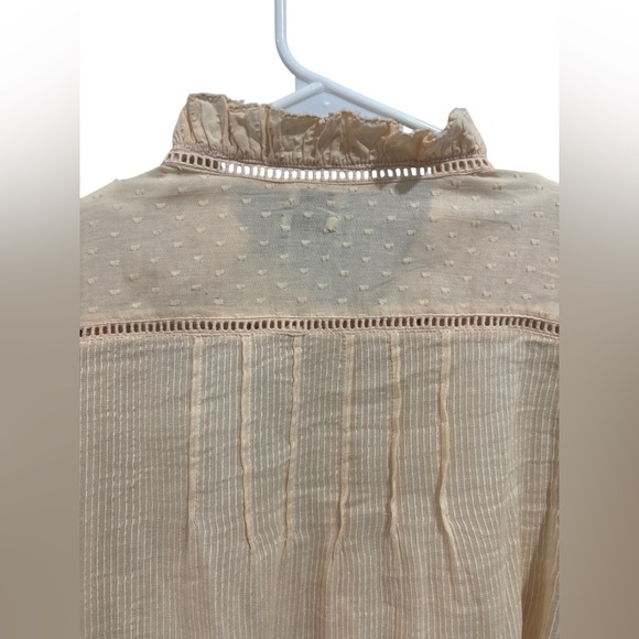 Faherty Womens Willa Blouse Vanilla Cream Light Peach Organic Cotton Size Large - Picture 10 of 12